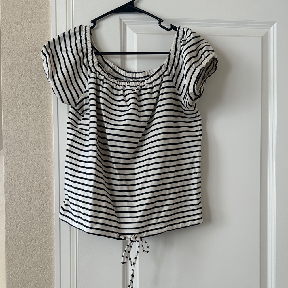 Madewell off the shoulder Striped Black and White Women's Top